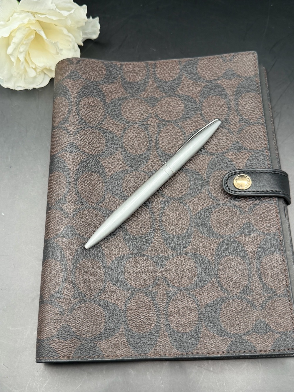 Coach Signature Brown and Black Notebook Cover